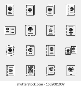 passport outline icon set. creative visa, document icons sign vector illustration.