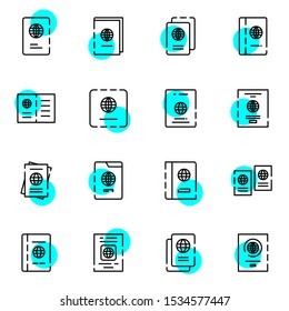 passport outline icon set. creative visa, document modern icons sign vector illustration.