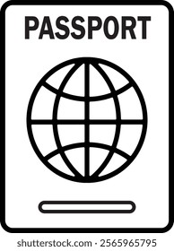 Passport Outline Icon - Simple and Clean Design for Travel and Identification Projects