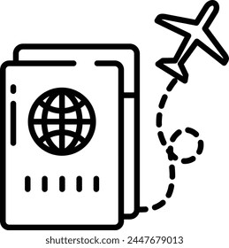 Passport outline vector icon illustration