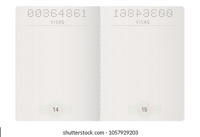 Passport Pages. Blank Paper Pages. Vector 3d Illustration