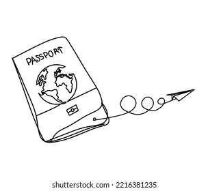 Passport Paper Plane Line Drawing On Stock Vector (Royalty Free ...