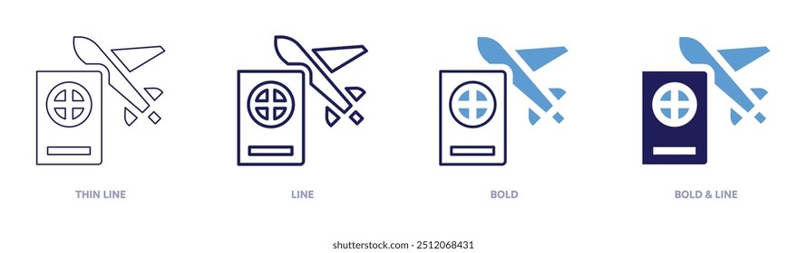 Passport pickup icon in 4 different styles. Thin Line, Line, Bold, and Bold Line. Duotone style. Editable stroke.