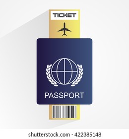 Passport and plane ticket