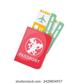 Icono de pasaportes y billetes de avión. Diseño de vectores