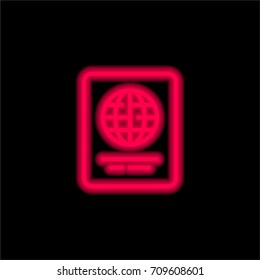 Passport red glowing neon ui ux icon. Glowing sign logo vector