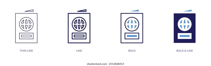Passport services icon in 4 different styles. Thin Line, Line, Bold, and Bold Line. Duotone style. Editable stroke.