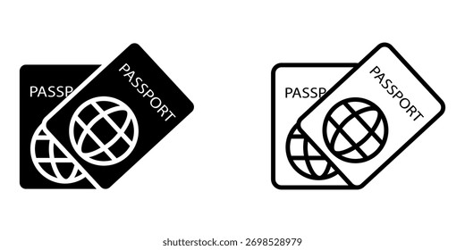 Passport set icon on white background