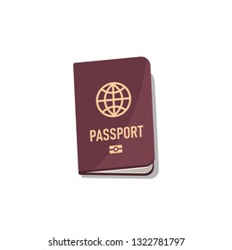 Passport with shadow. View top. illustration in flat style. Vector isolated object.