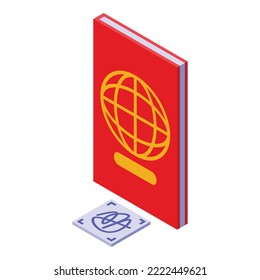 Icono de signo de pasaporte vector isométrico. Id. de mano. digital en línea