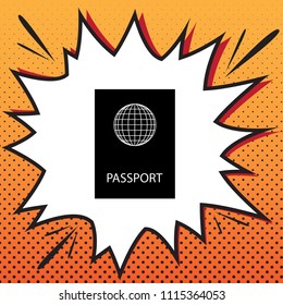 Passport sign illustration. Vector. Comics style icon on pop-art background.