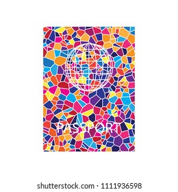 Passport sign illustration. Vector. Stained glass icon on white background. Colorful polygons. Isolated.