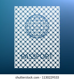 Passport sign illustration. Vector. White textured icon at lapis lazuli gradient background.