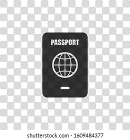 passport, simple icon. Black symbol on transparency grid
