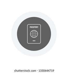 passport, simple icon. Icon in colored circle with gray bold border. Web button, modern flat design