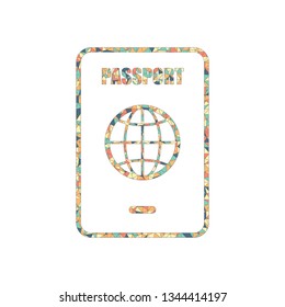 passport, simple icon. Colored mosaic with polygons