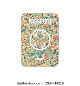 passport, simple icon. Colored mosaic with polygons