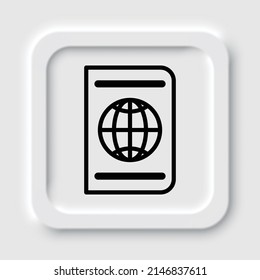 Passport simple icon. Flat design. Neumorphism design.ai