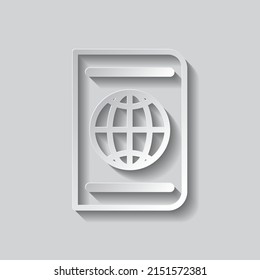 Icono simple de Passport. Diseño plano. Estilo de papel con sombra. Fondo gris.ai