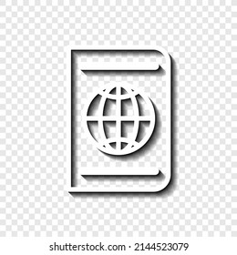 Passport simple icon. Flat desing. White with shadow on transparent grid.ai