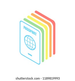 passport, simple icon. Stack of colorful isometric icons on white background