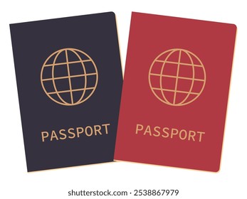 Passport simple vector illustration set.