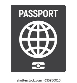 Passport solid icon, travel and citizenship element, vector graphics, a filled pattern on a white background, eps 10.