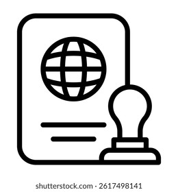 Passport Stamp Vector Line Icon Design