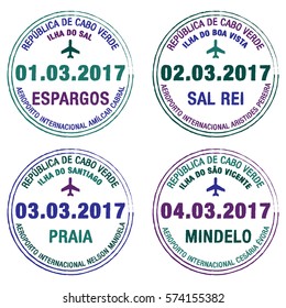 Passport stamps Cape Verde in vector format.