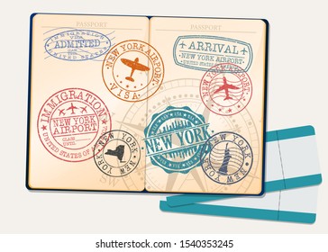 Passport Stamps Design. Travel Background Design. Postmark Tourism Seal.