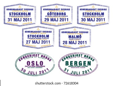 Norway Passport Stamp Images Stock Photos Vectors Shutterstock   Passport Stamps Sweden Norway Vector 260nw 72618304 