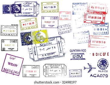 Passport Stamps. This image is a vector illustration and can be scaled to any size without loss of resolution.