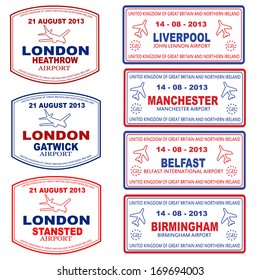 Passport Stamps Of The UK And Northern Ireland, Vector Illustration