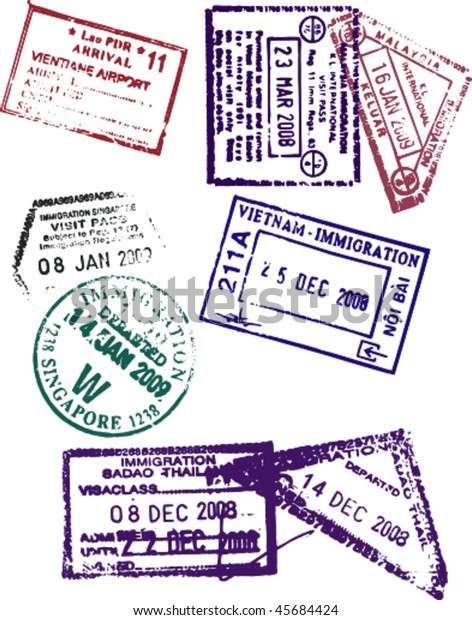 Passport Stamps Various South East Asian Stock Vector (Royalty Free ...