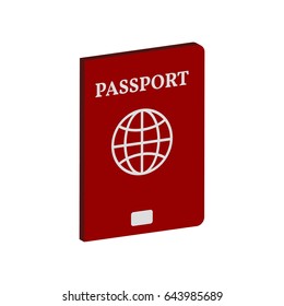 Passport symbol. Flat Isometric Icon or Logo. 3D Style Pictogram for Web Design, UI, Mobile App, Infographic. Vector Illustration on white background.