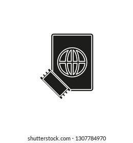 passport and ticket icon - flight pass