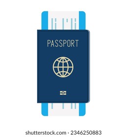 Passport with ticket icon isolated vector illustration