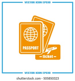  Passport and ticket icon vector illustration EPS 10.