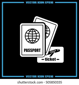  Passport and ticket icon vector illustration EPS 10.