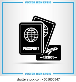  Passport and ticket icon vector illustration EPS 10.