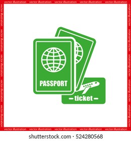  Passport and ticket icon vector illustration EPS 10.