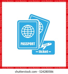  Passport and ticket icon vector illustration EPS 10.