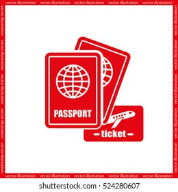  Passport and ticket icon vector illustration EPS 10.