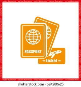  Passport and ticket icon vector illustration EPS 10.