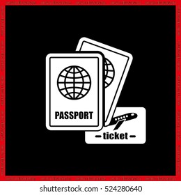  Passport and ticket icon vector illustration EPS 10.
