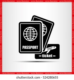  Passport and ticket icon vector illustration EPS 10.