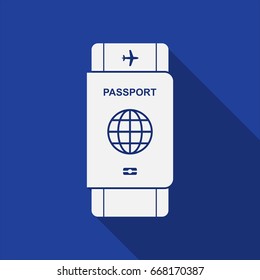 Passport with ticket icon, Vector illustration.
