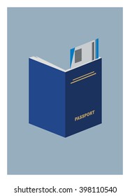 passport and ticket simple illustration