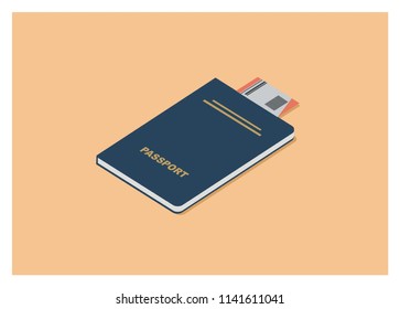 passport and ticket simple isometric illustration