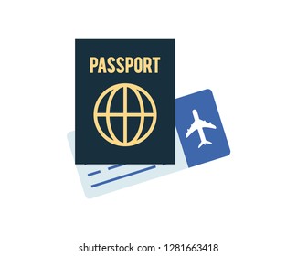 passport and ticket vector icon
